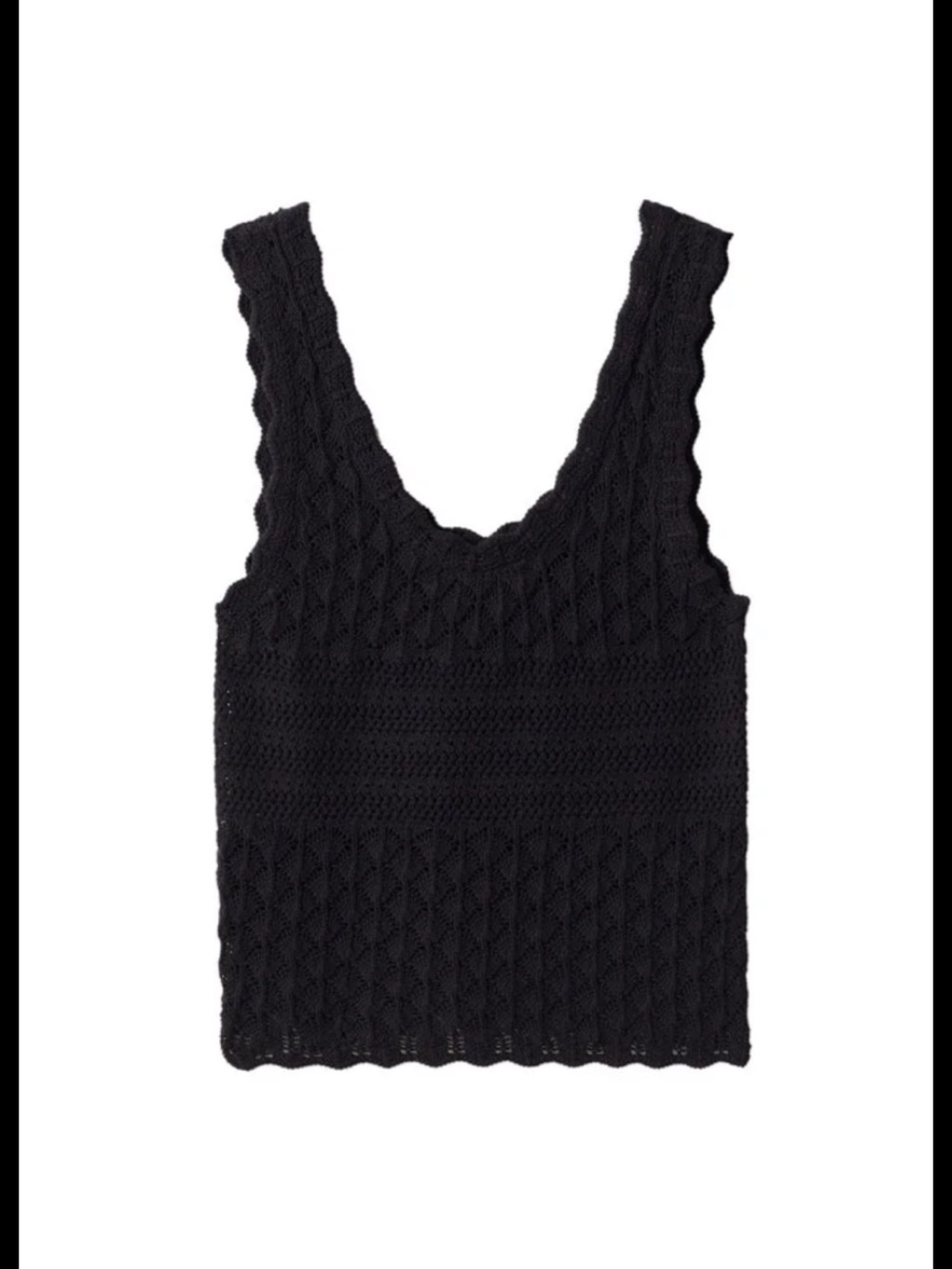 Mango Black Crochet Knit Tank Top Size Medium NWT Boho Beachy